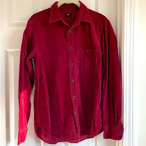 Uniqlo mens corduroy shirt burgundy red XS